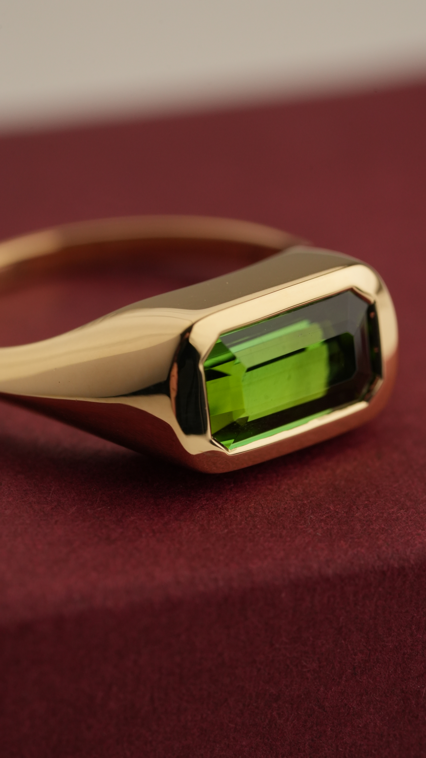 Tourmaline Solid Gold Signet Ring