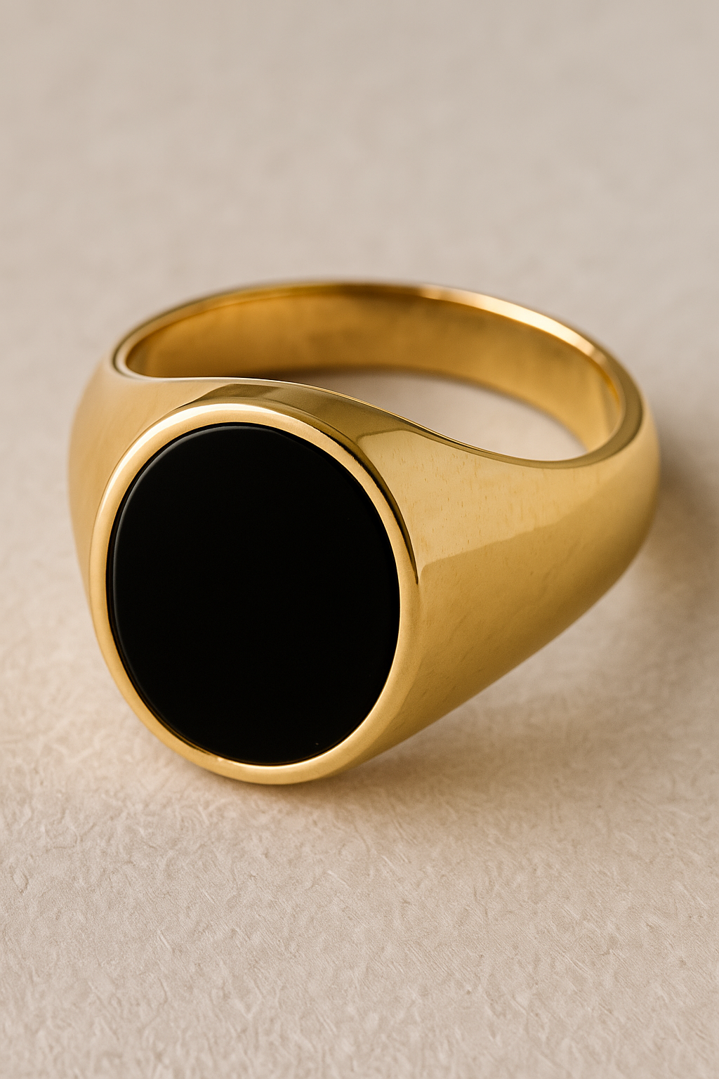 'No. 22' Solid Gold Signet Ring (Onyx)
