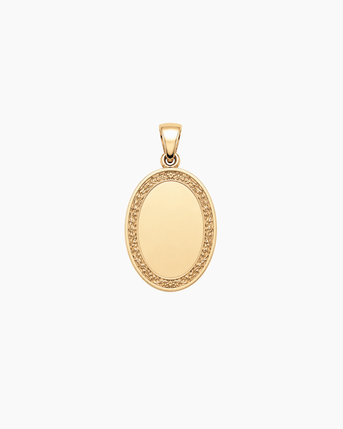 Solid Gold Oval Initial Tag Pendant