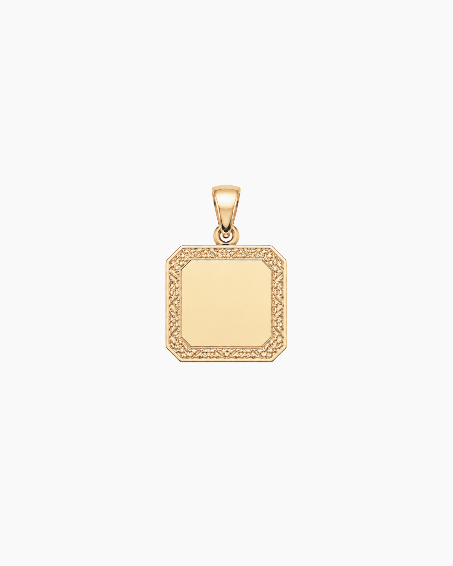 Solid Gold Square Initial Tag Pendant