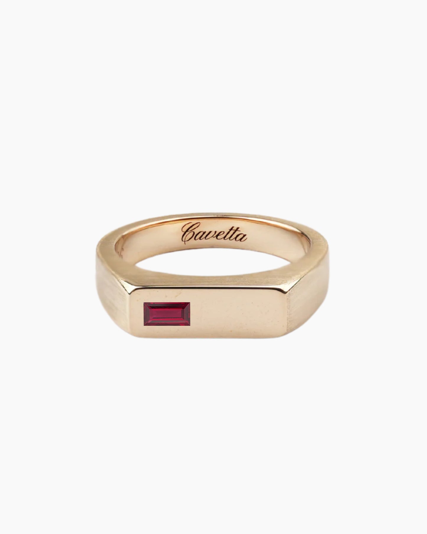 'No. 6' Solid Gold Ring (Red Ruby)