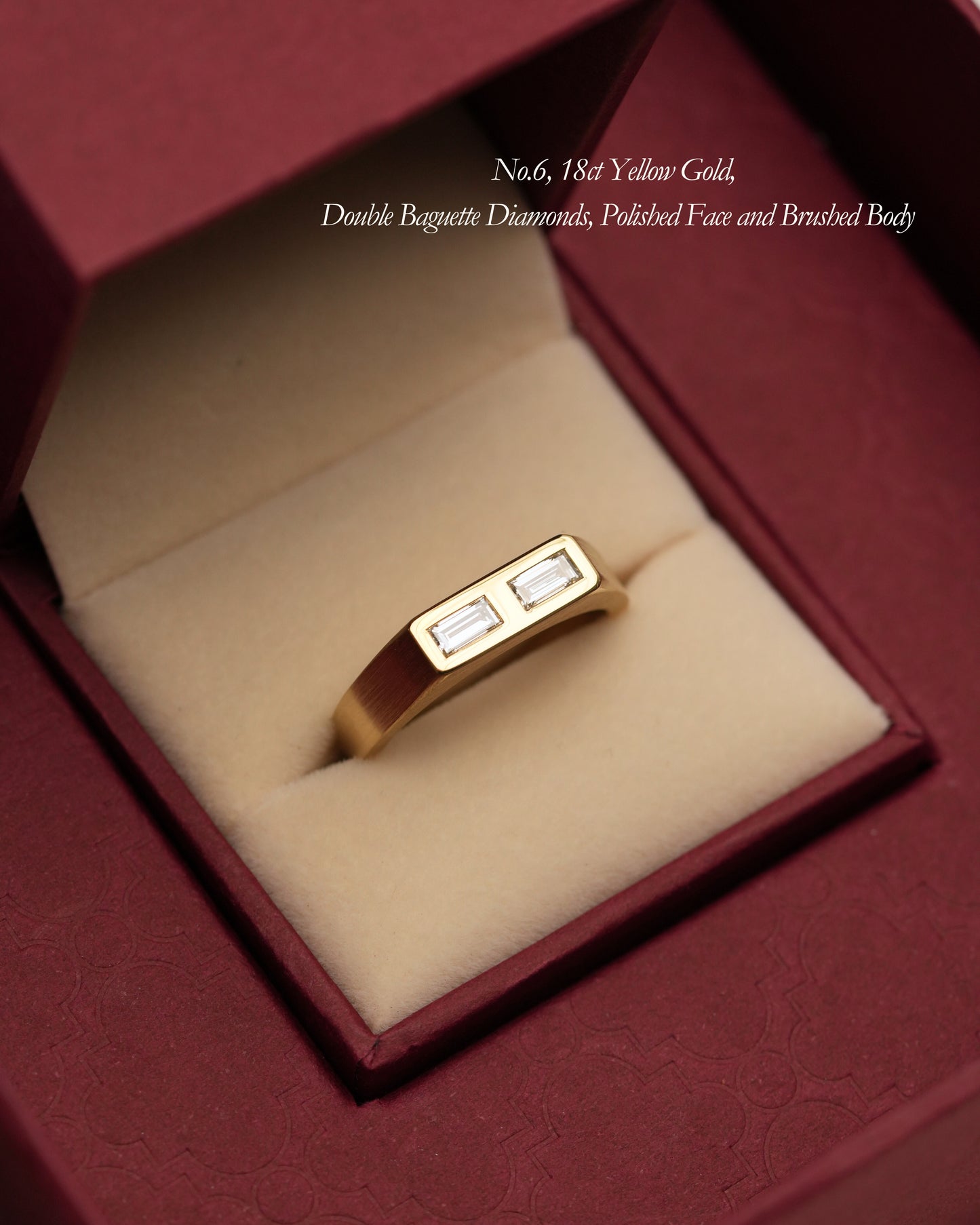 'No. 6' Solid Gold Ring (Baguette Diamond)