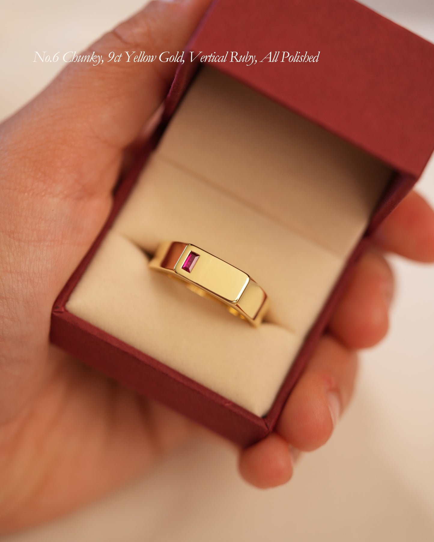 No. 6 (c) Chunky Solid Gold Ring (Ruby)
