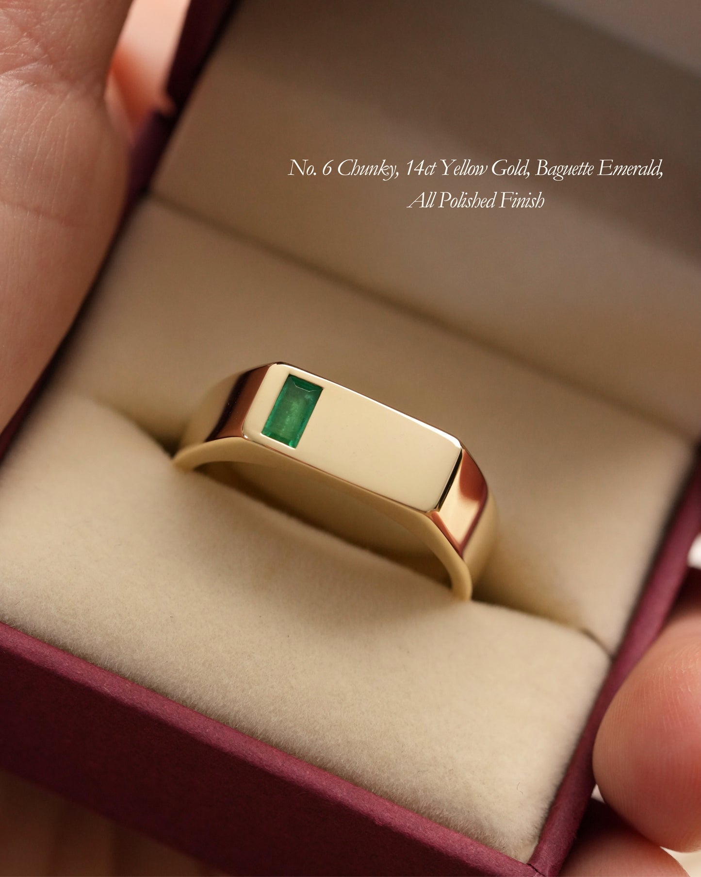No. 6 (c) Chunky Solid Gold Ring (Emerald)