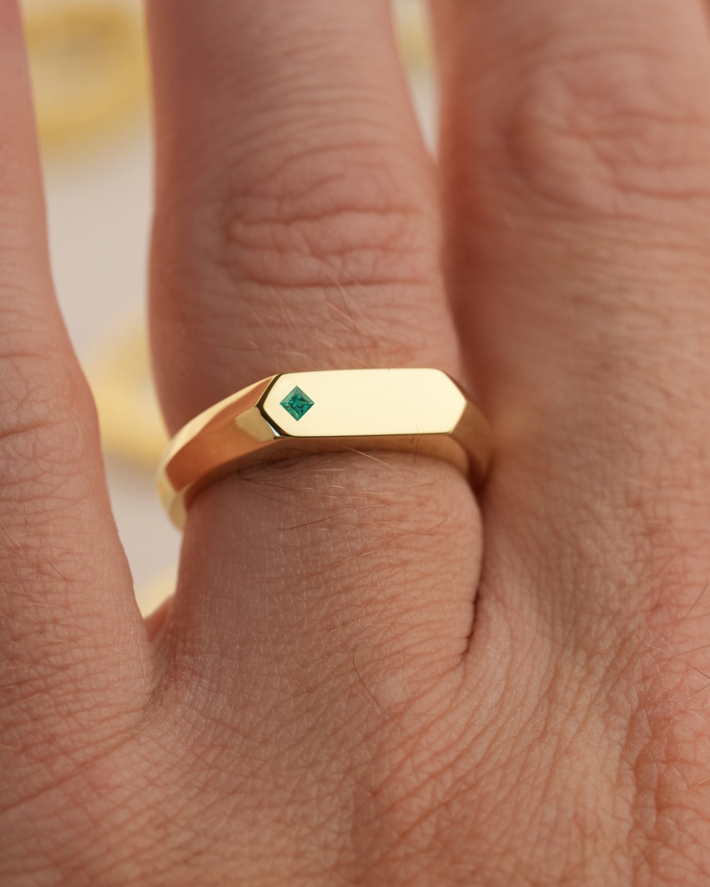 'No. 16' Solid Gold Ring (Square Emerald)