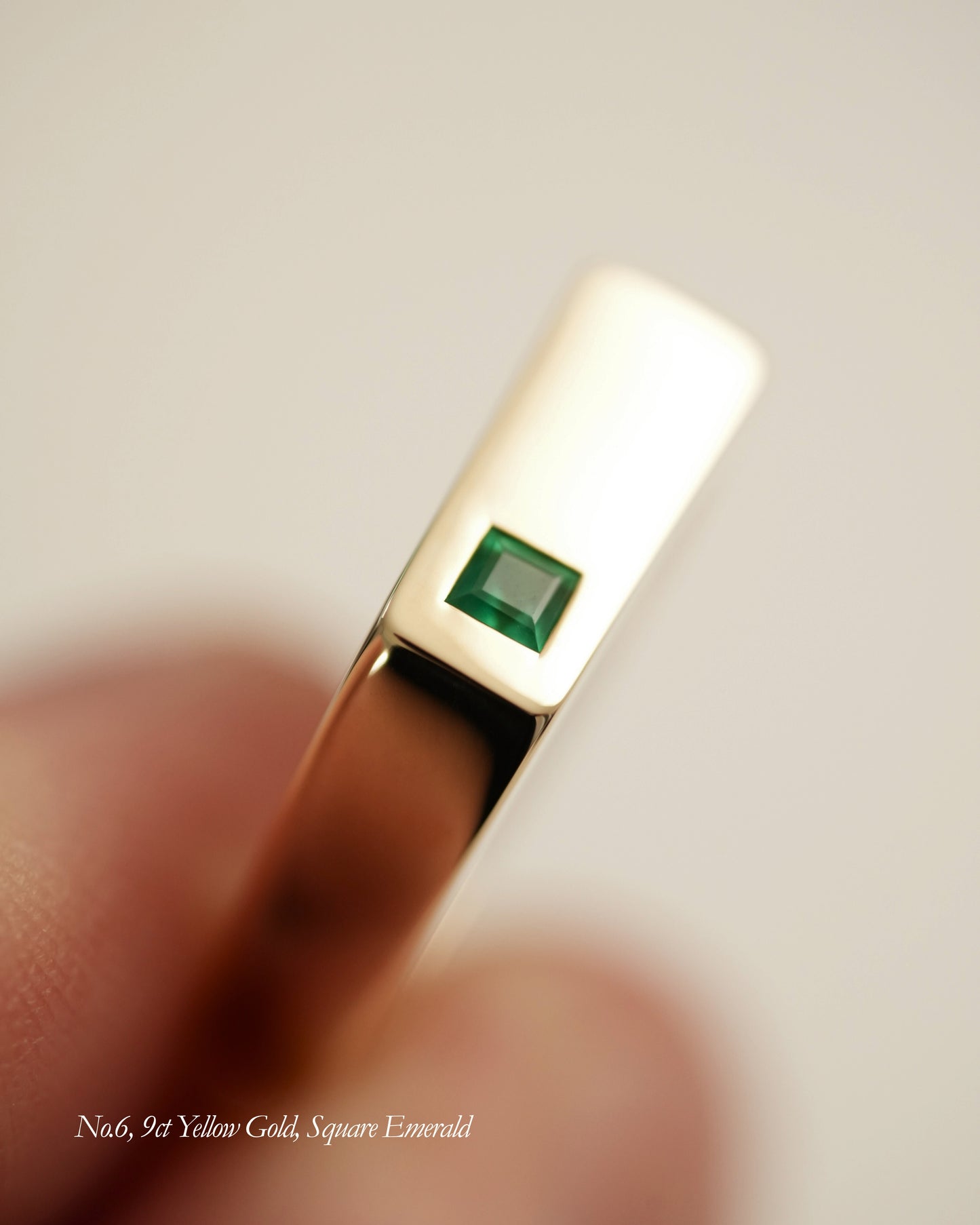 'No. 6' Solid Gold Ring (Square Emerald)