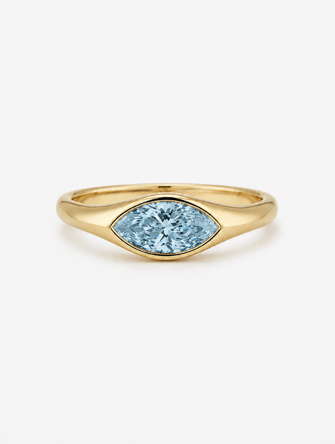 Blue Marquise Diamond Engagement Ring