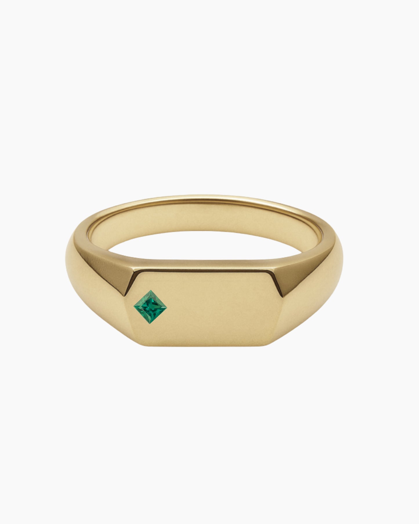 No. 16 Chunky Solid Gold Ring (Square Emerald)