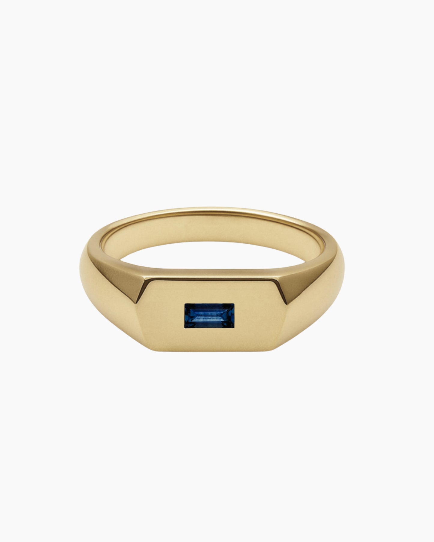 No. 16 Chunky Solid Gold Signet Ring (Sapphire)