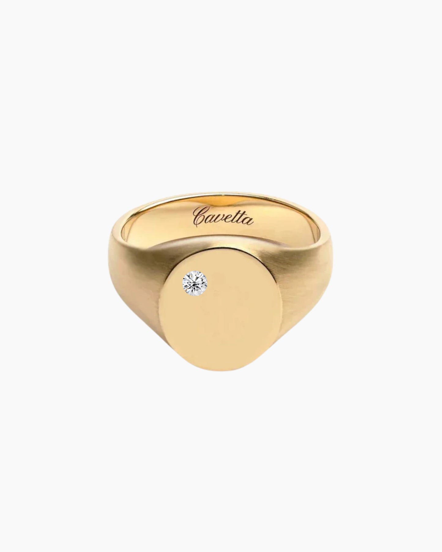 'No. 22' Solid Gold Signet Ring (Round Diamond)