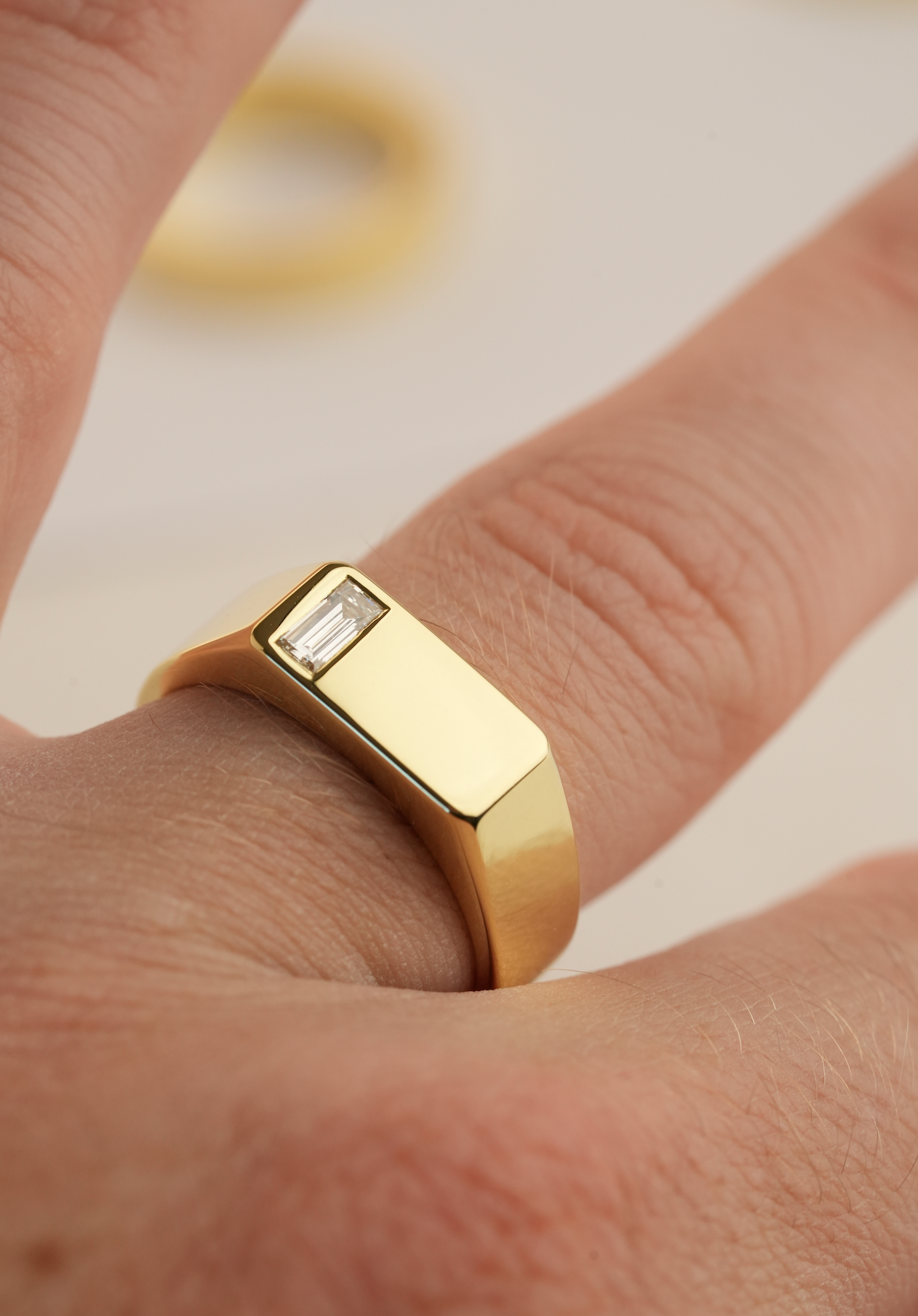 No. 6 (c) Chunky Solid Gold Ring (Baguette Diamond)