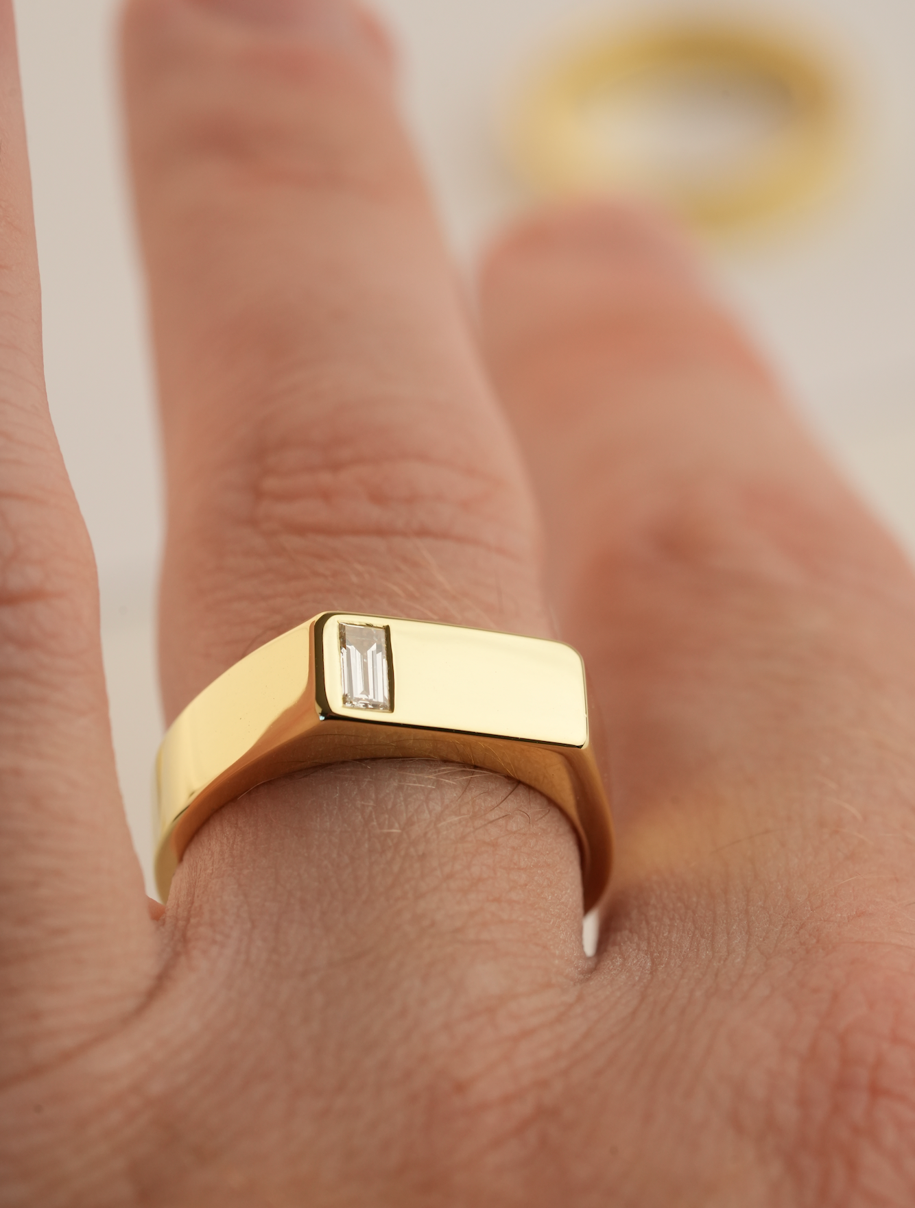 No. 6 (c) Chunky Solid Gold Ring (Baguette Diamond)