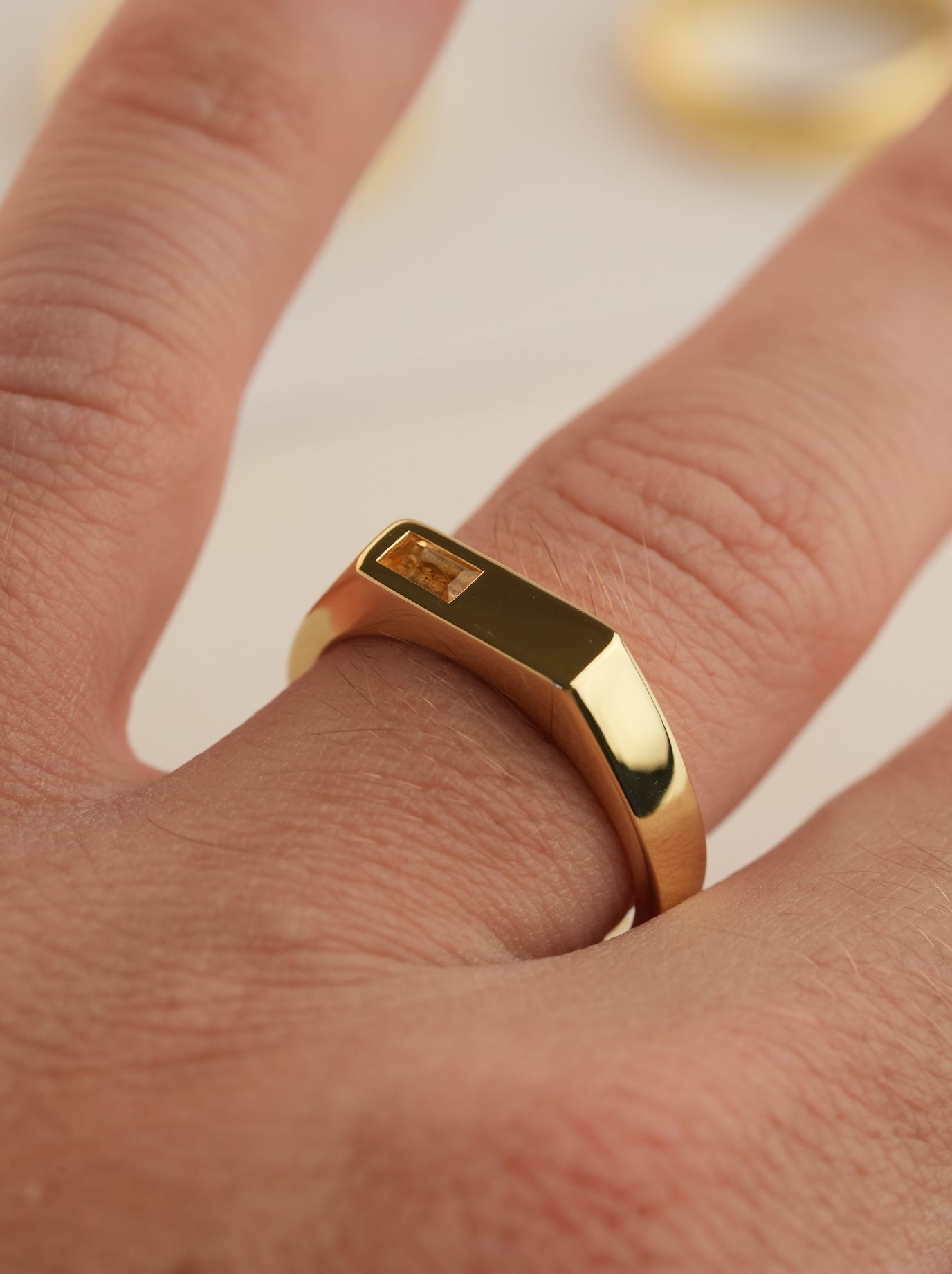 'No. 6' Solid Gold Ring (Citrine)