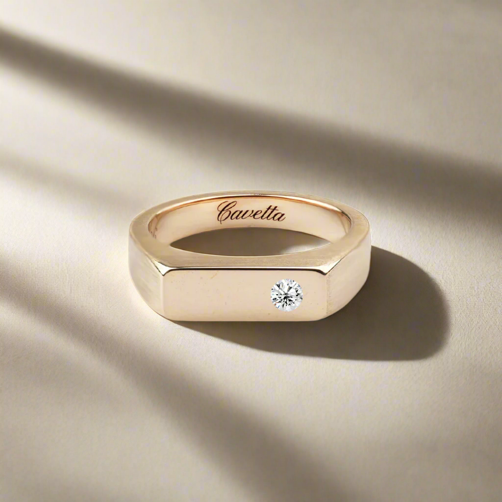 'No. 6' Solid Gold Ring (Round Diamond)