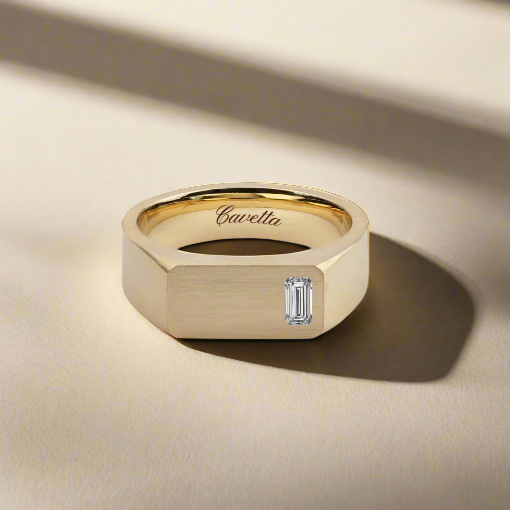 No. 6 (c) Chunky Solid Gold Ring (Baguette Diamond)