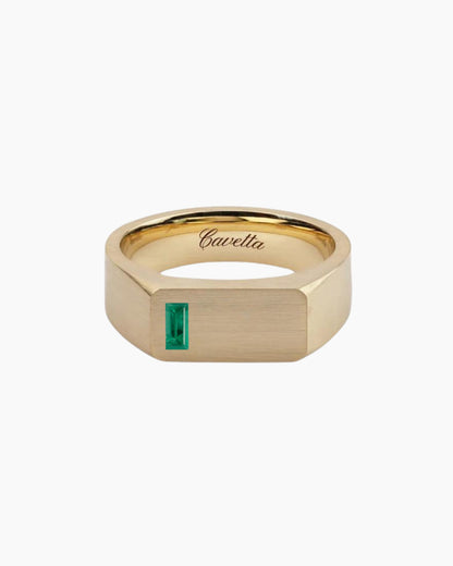 No. 6 (c) Chunky Solid Gold Ring (Emerald)