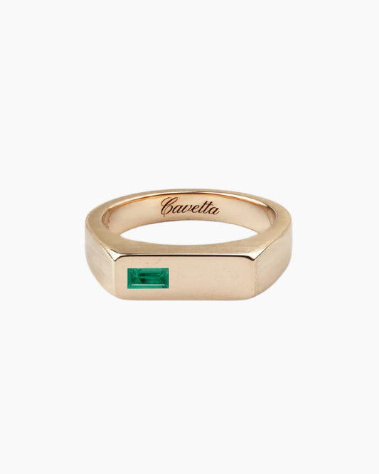 'No. 6' Solid Gold Ring (Emerald)