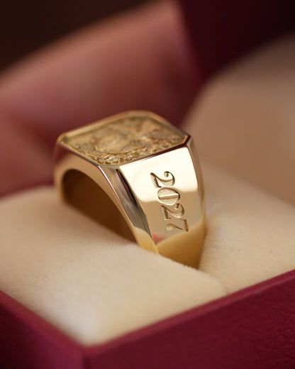 Custom 'No. 21' Family Crest Signet Ring