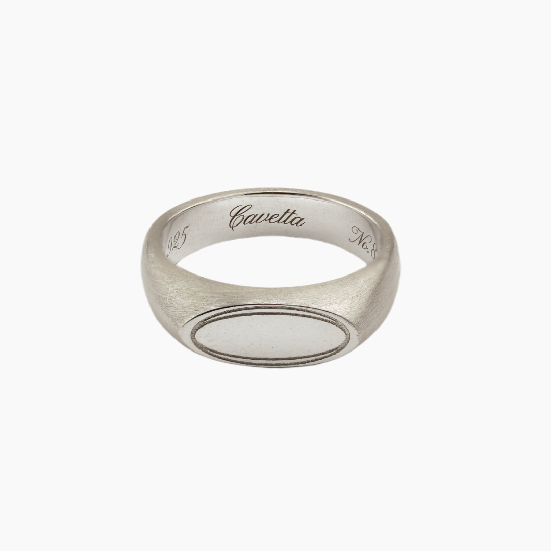 'No. 8' Solid Silver Pinky Signet Ring