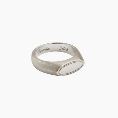 'No. 8' Solid Silver Pinky Signet Ring