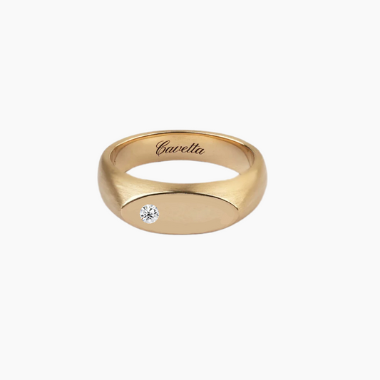 'No. 8' Solid Gold Ring (Round Diamond)