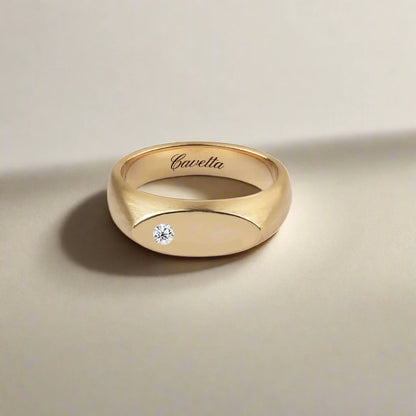 'No. 8' Solid Gold Ring (Round Diamond)