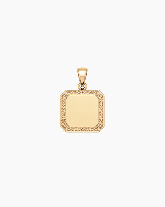Solid Gold Square Initial Tag Pendant