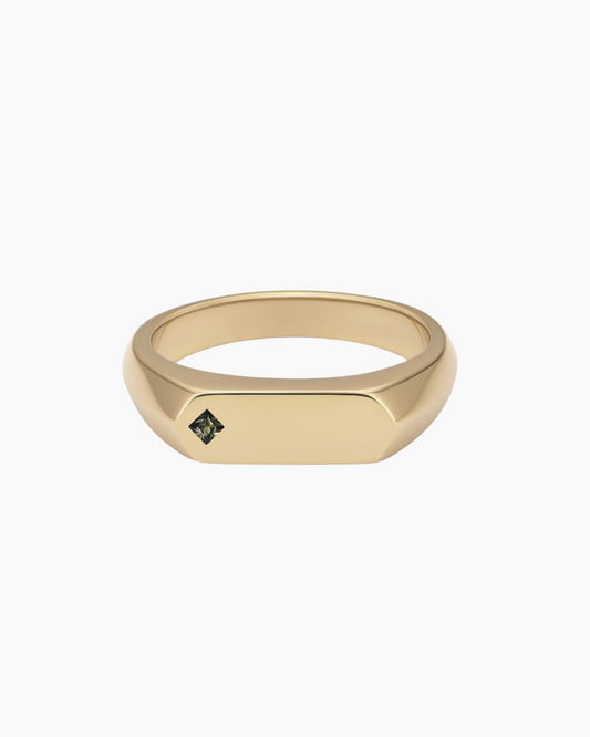 'No. 16' Solid Gold Ring (Square Sapphire)