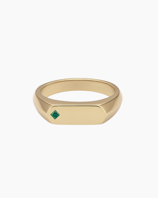 'No. 16' Solid Gold Ring (Square Emerald)