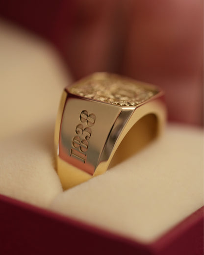 Custom 'No. 21' Family Crest Signet Ring