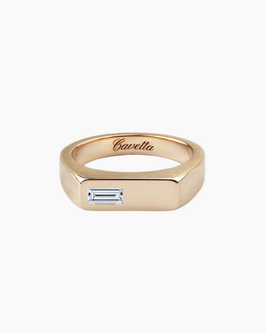 'No. 6' Solid Gold Ring (Baguette Diamond)