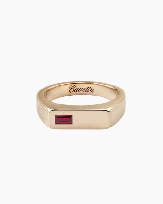 'No. 6' Solid Gold Ring (Red Ruby)