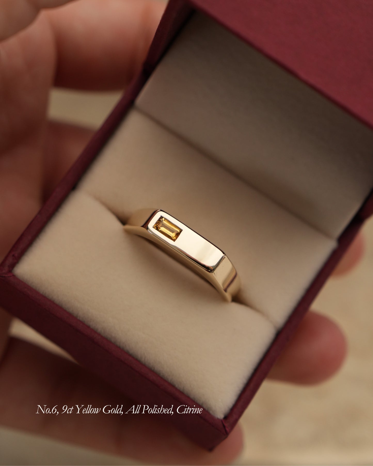 'No. 6' Solid Gold Ring (Citrine)