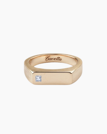 'No. 6' Solid Gold Ring (Square Diamond)