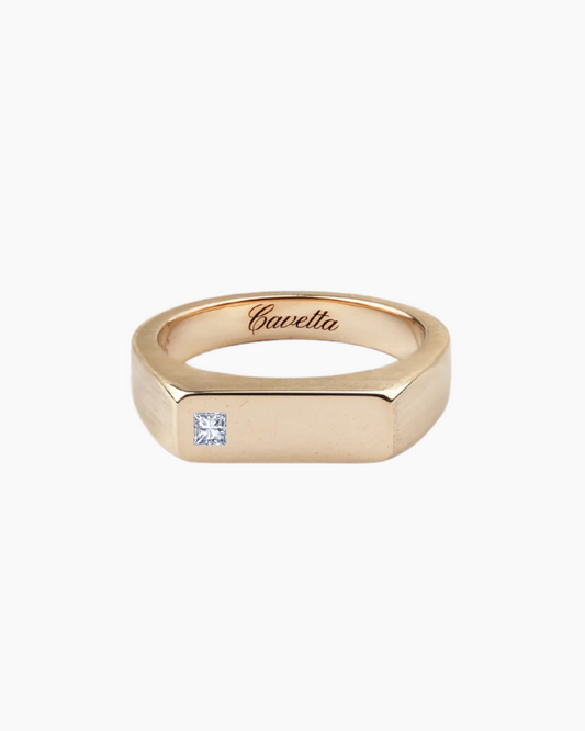 'No. 6' Solid Gold Ring (Square Diamond)
