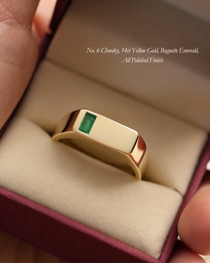 No. 6 (c) Chunky Solid Gold Ring (Emerald)