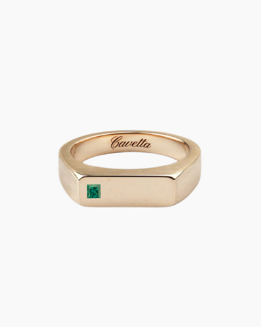 'No. 6' Solid Gold Ring (Square Emerald)