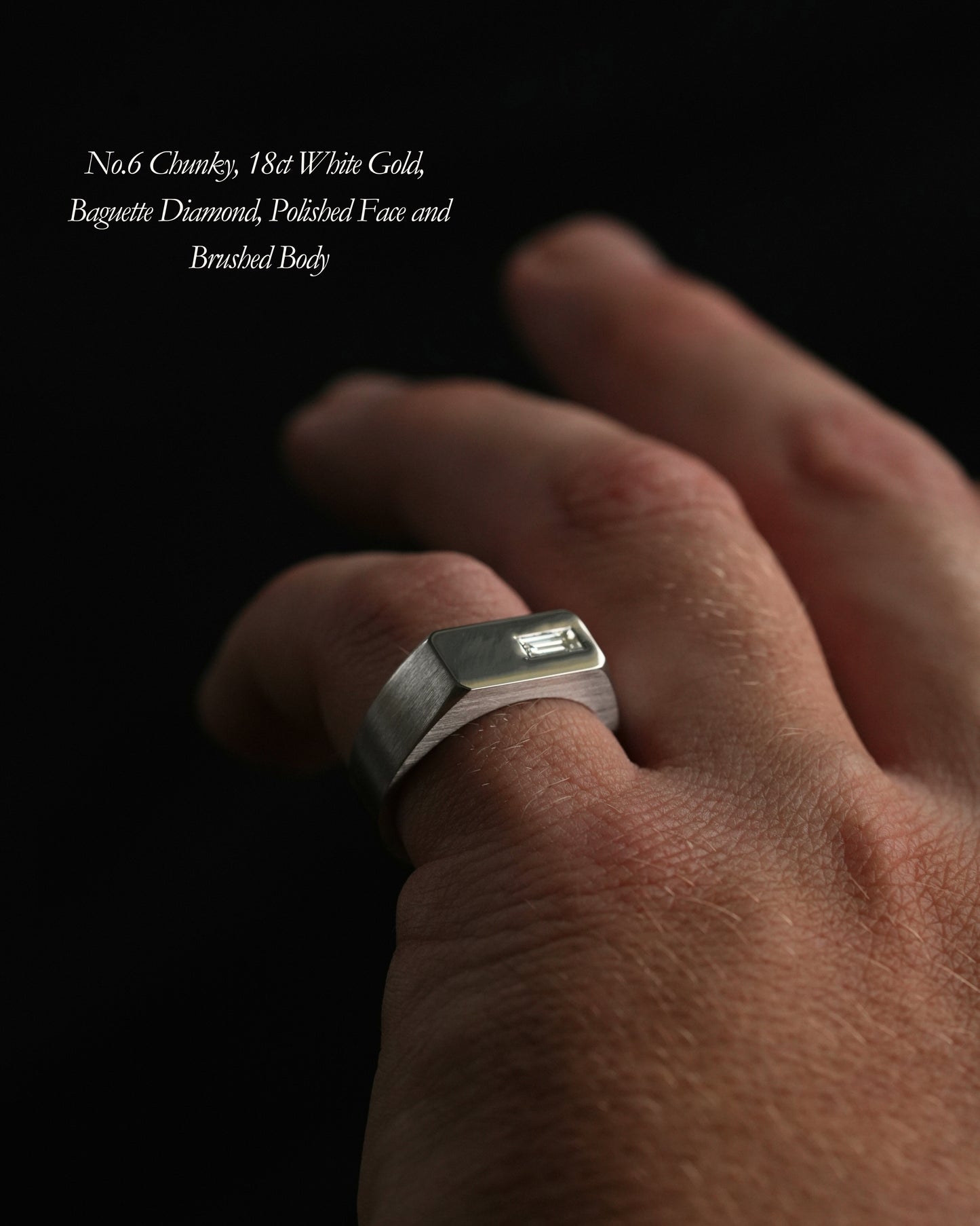 No. 6 (c) Chunky Solid Gold Ring (Baguette Diamond)