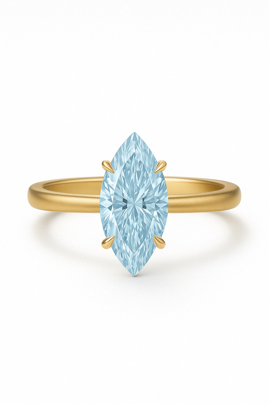 Blue Marquise Diamond Engagement Ring
