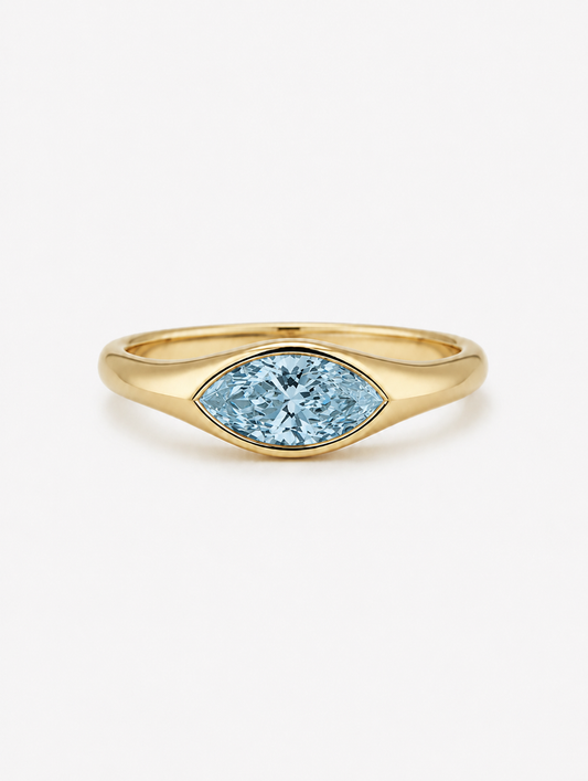 Blue Marquise Diamond Engagement Ring