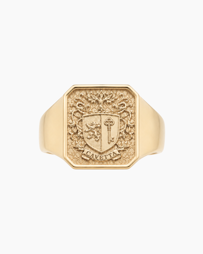 Custom 'No. 21' Family Crest Signet Ring