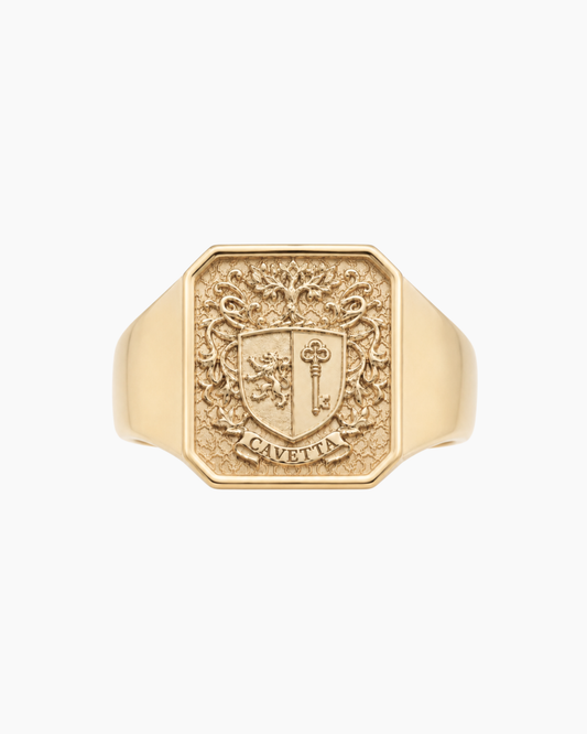 Custom 'No. 21' Family Crest Signet Ring