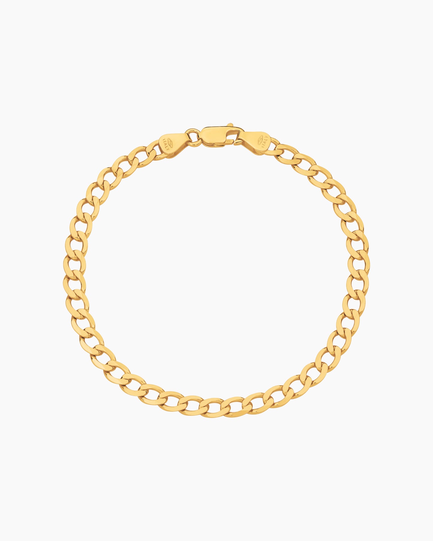 Flat Curb Solid Gold Bracelet