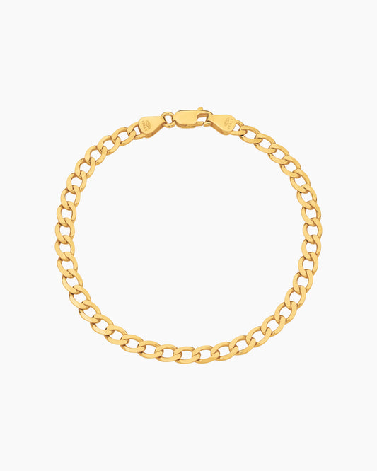 Flat Curb Solid Gold Bracelet