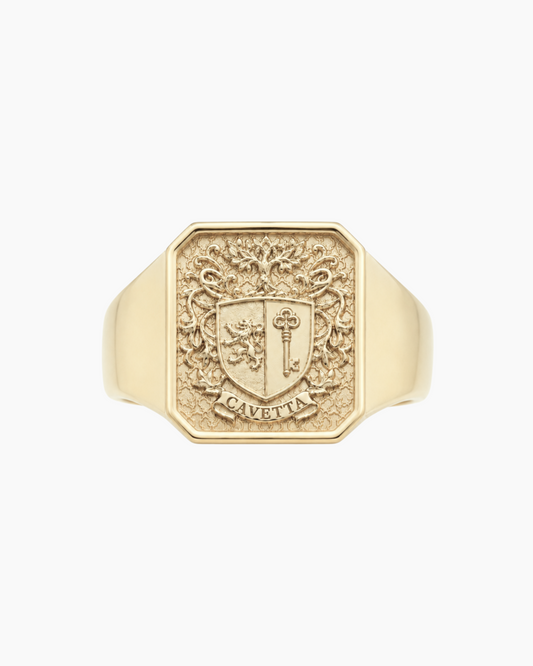 Custom 'No. 21' Family Crest Signet Ring