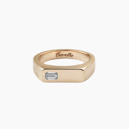 'No. 6' Solid Gold Ring (Baguette Diamond)