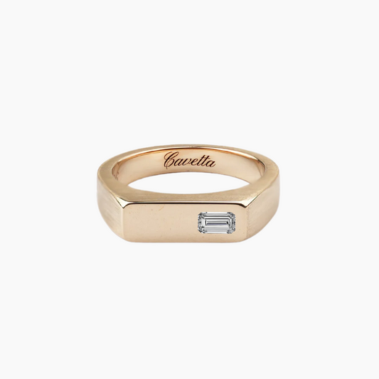 'No. 6' Solid Gold Ring (Baguette Diamond)