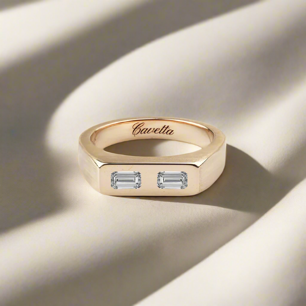 No. 6 Solid Gold Ring Baguette Diamond Cavetta