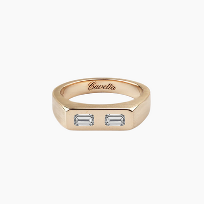 'No. 6' Solid Gold Ring (Baguette Diamond)