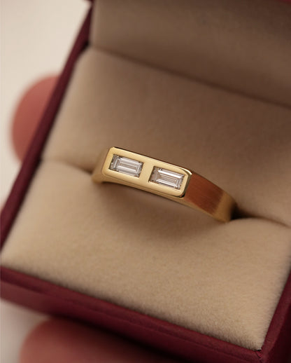 'No. 6' Solid Gold Ring (Baguette Diamond)